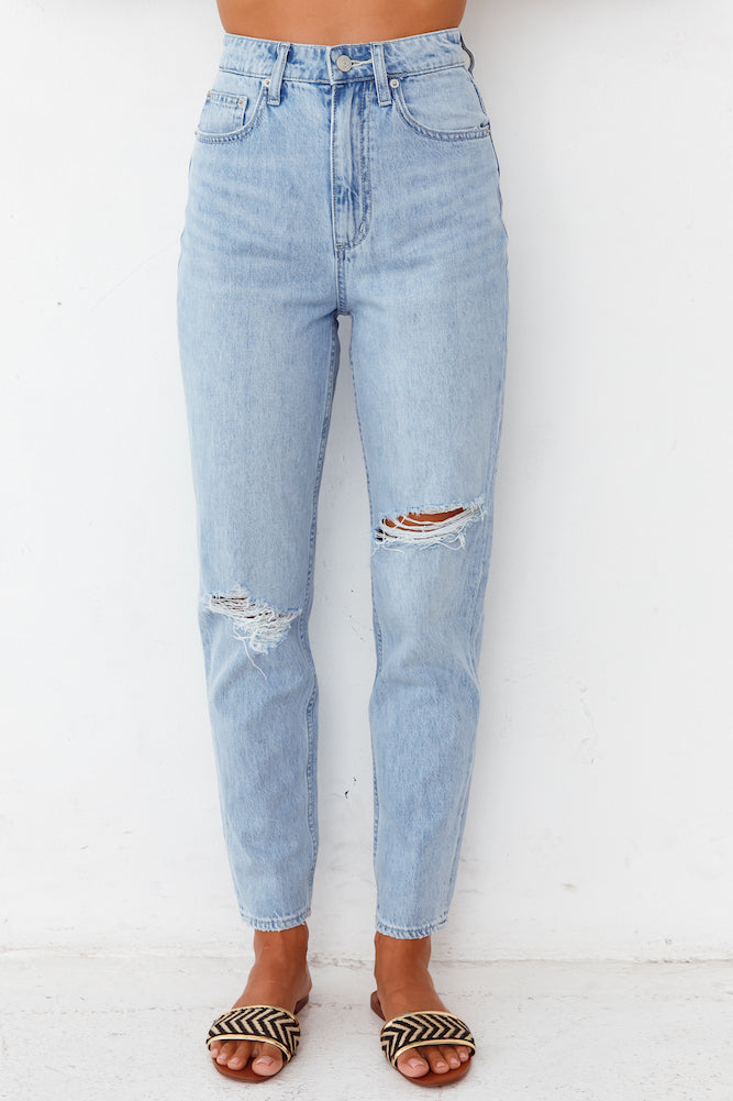 LEE High Mom Oxy Destruct Jeans Blue-Seaa Fashion