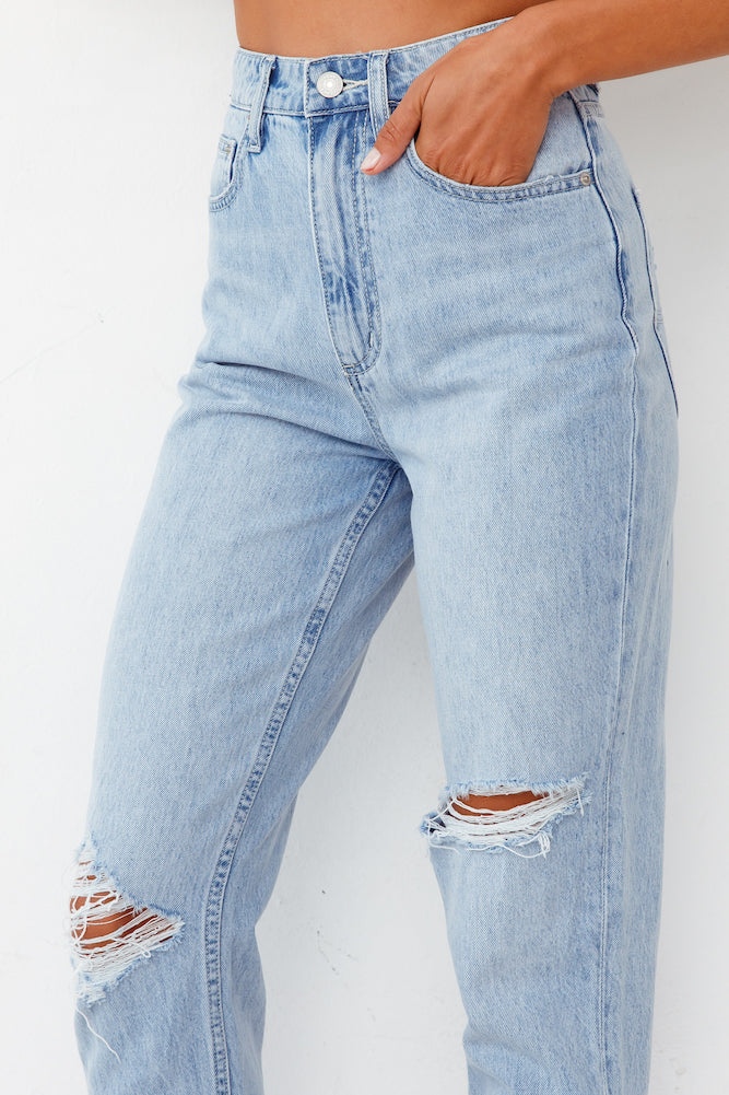 LEE High Mom Oxy Destruct Jeans Blue-Seaa Fashion