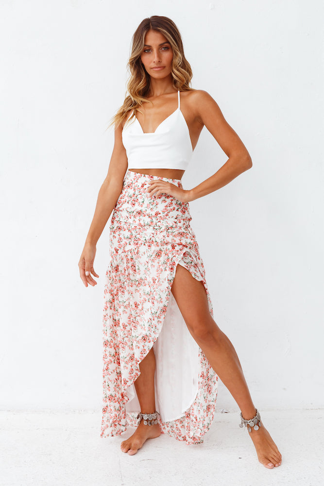 HELLO MOLLY Romance On The Horizon Maxi Skirt White-Seaa Fashion