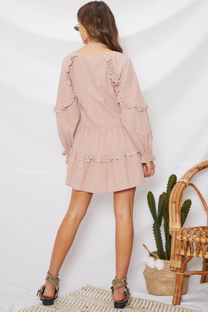 Across The Board Dress Mauve-Seaa Fashion