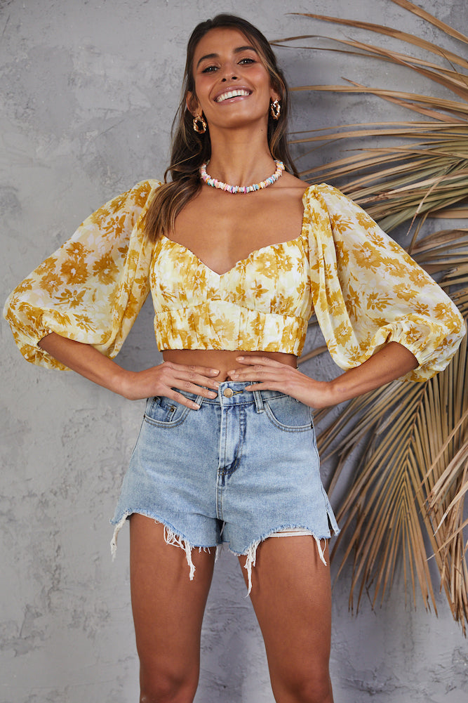 Seventh Heaven Crop Top Yellow-Seaa Fashion