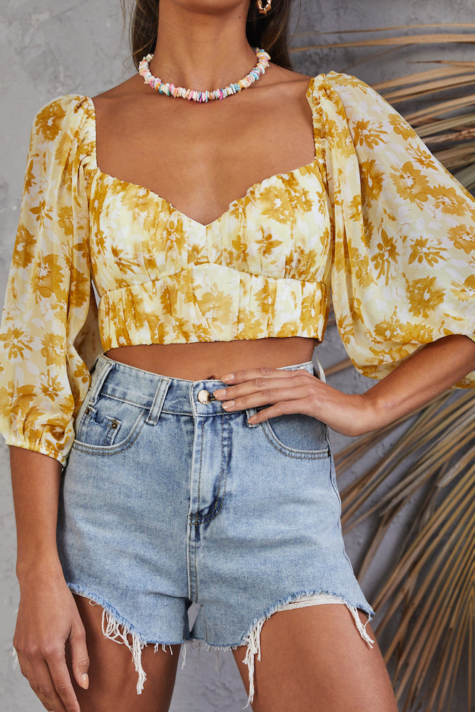 Seventh Heaven Crop Top Yellow-Seaa Fashion