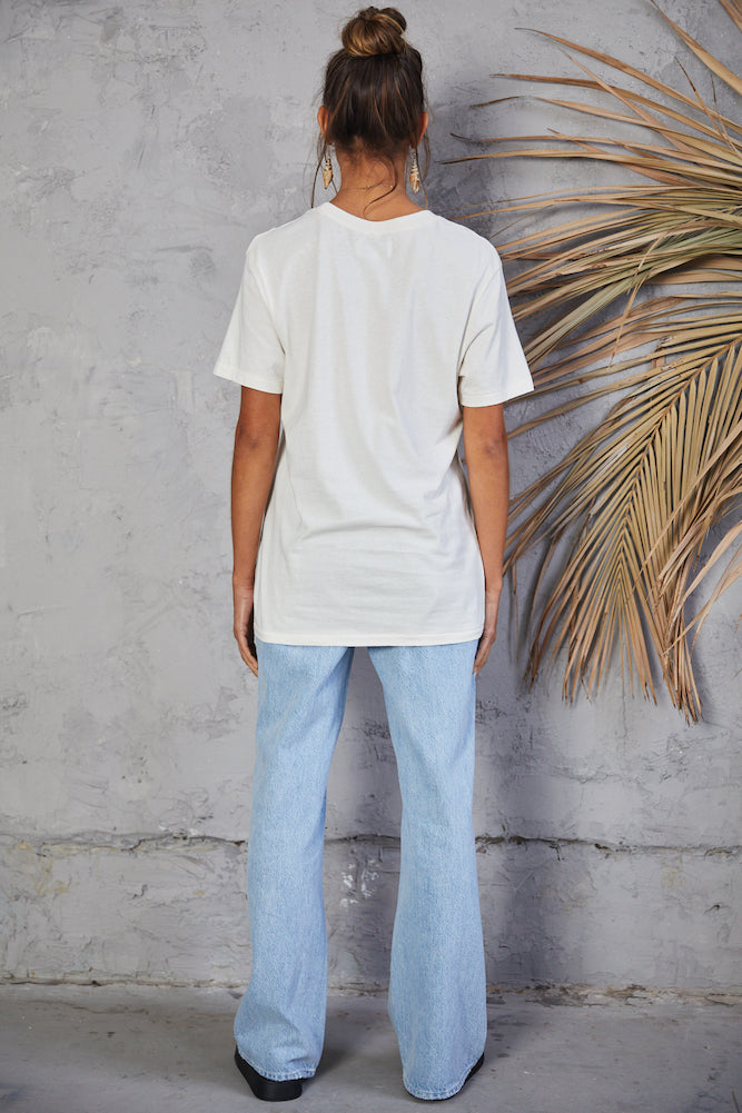 WRANGLER Burning Bright OS Tee Ecru-Seaa Fashion