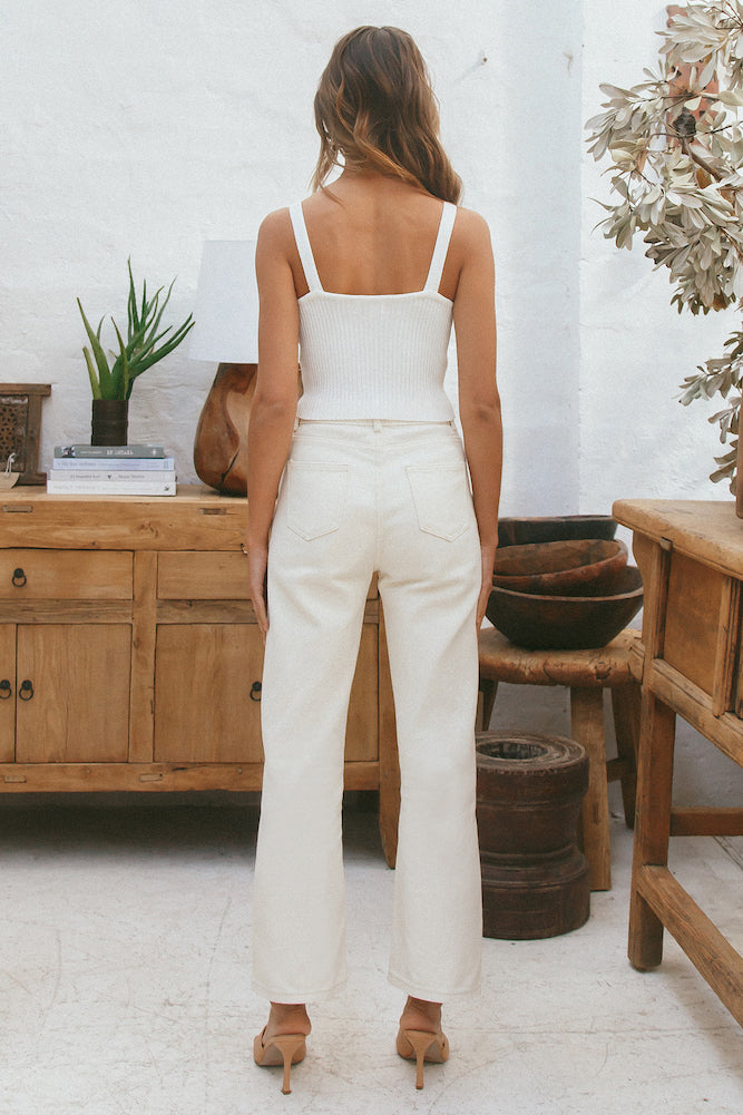 Half Of The Day Crop Top Ivory-Seaa Fashion