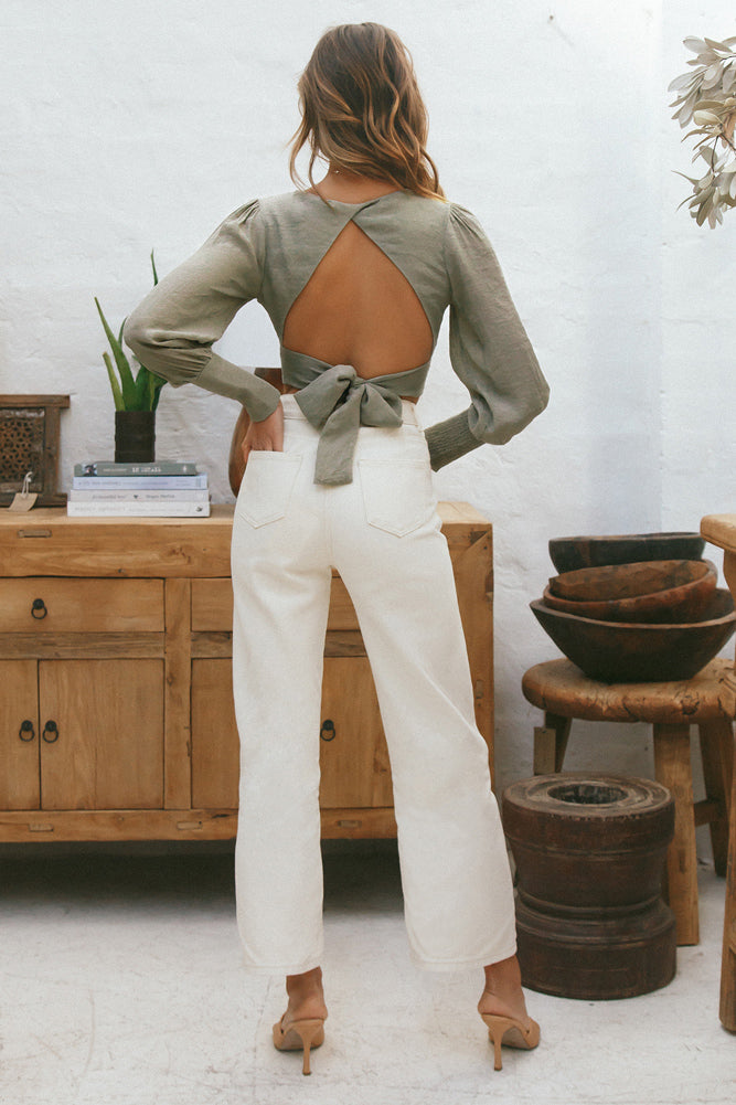 Unknown Woman Crop Top Khaki-Seaa Fashion