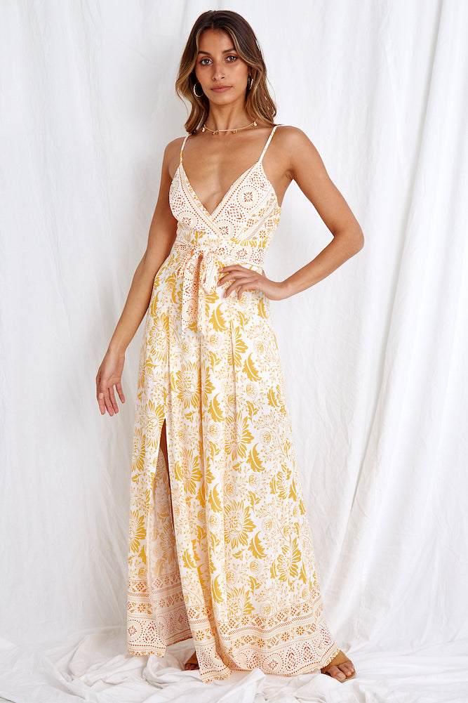 Travel Happy Jumpsuit Yellow-Seaa Fashion