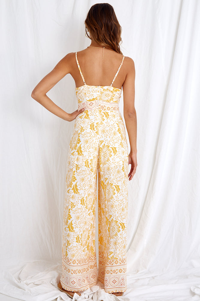Travel Happy Jumpsuit Yellow-Seaa Fashion