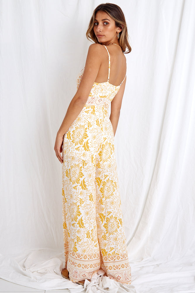 Travel Happy Jumpsuit Yellow-Seaa Fashion