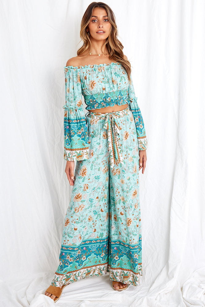 Lanterns Of Love Pants Aqua-Seaa Fashion