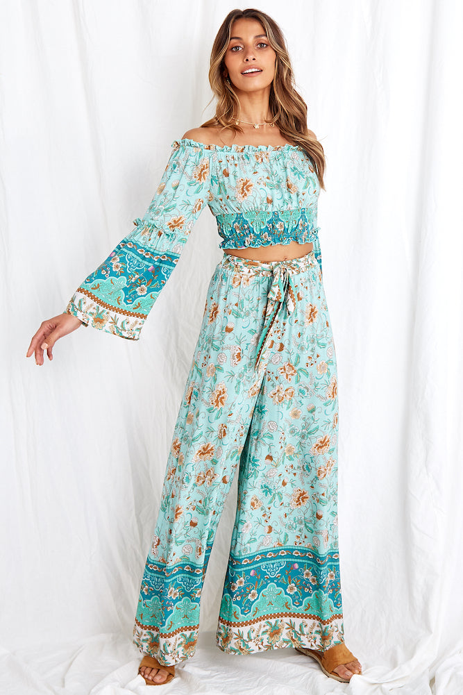 Lanterns Of Love Pants Aqua-Seaa Fashion