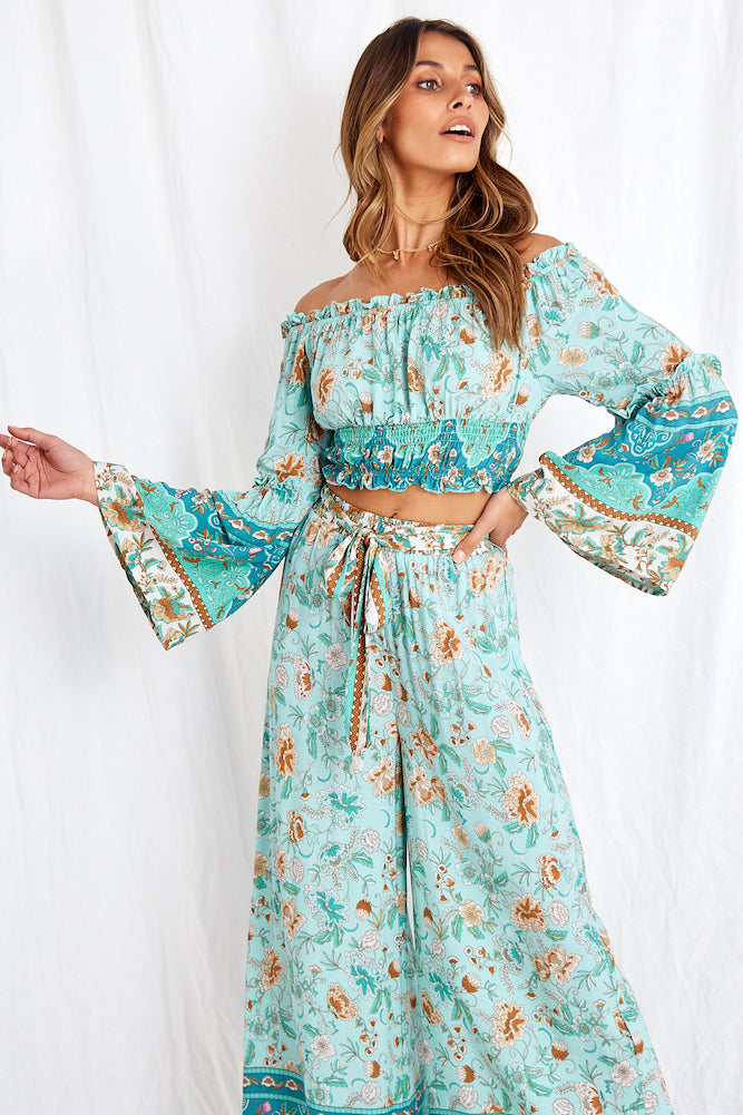 Lanterns Of Love Pants Aqua-Seaa Fashion