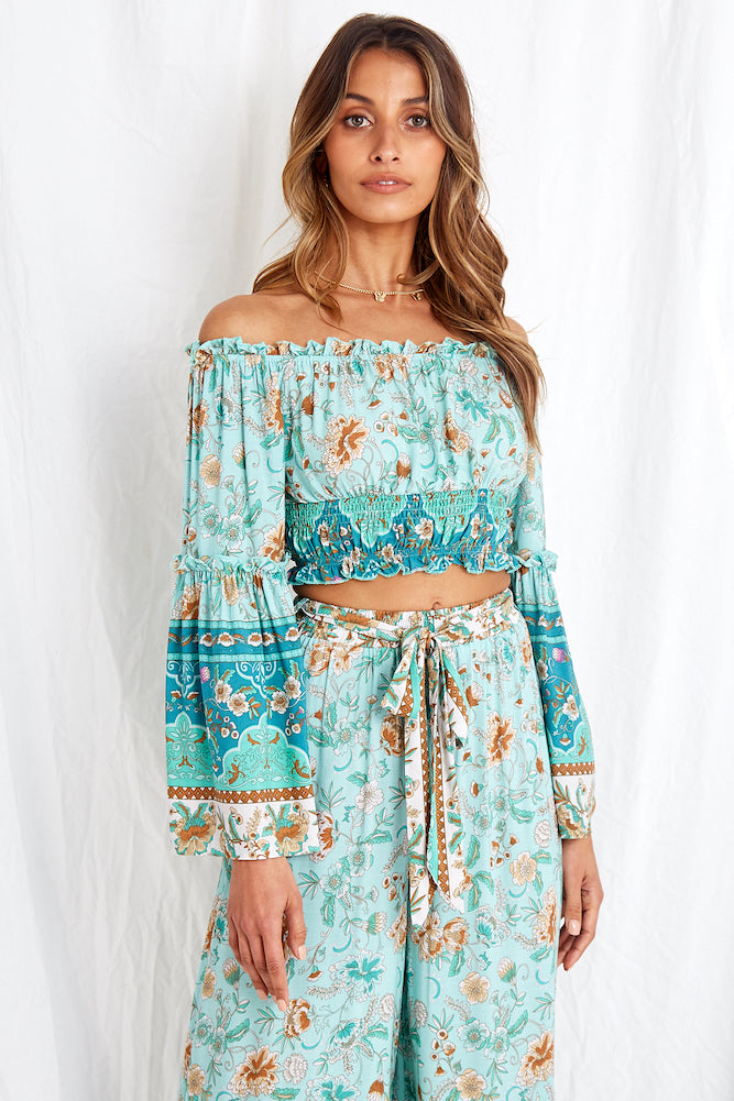 Lanterns Of Love Pants Aqua-Seaa Fashion