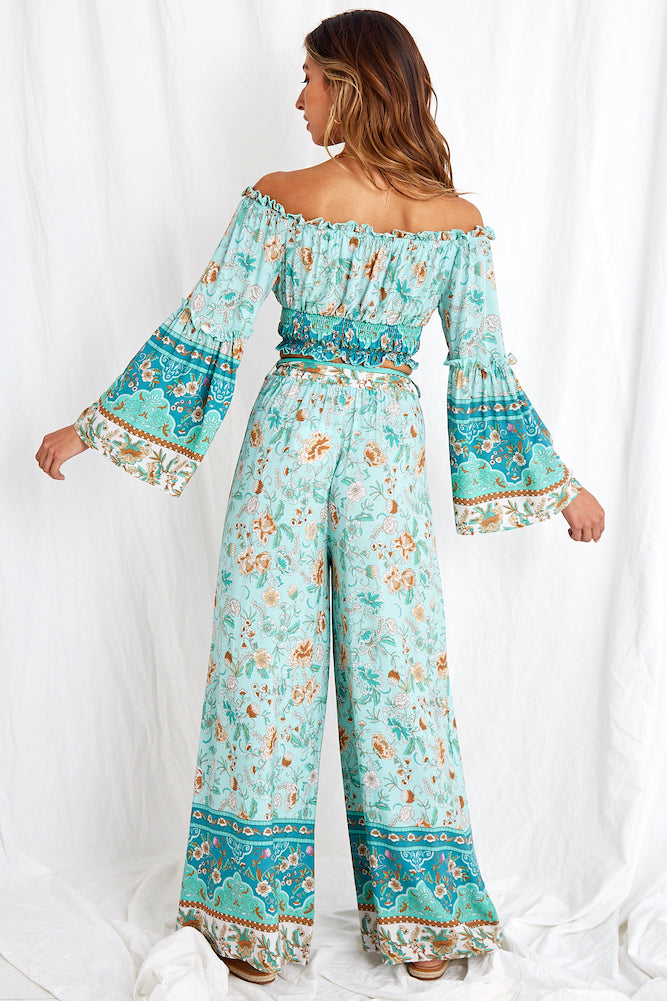 Lanterns Of Love Pants Aqua-Seaa Fashion