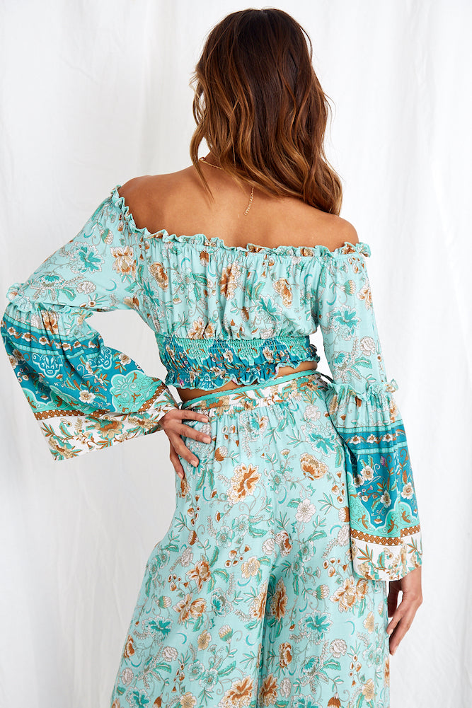 Lanterns Of Love Pants Aqua-Seaa Fashion