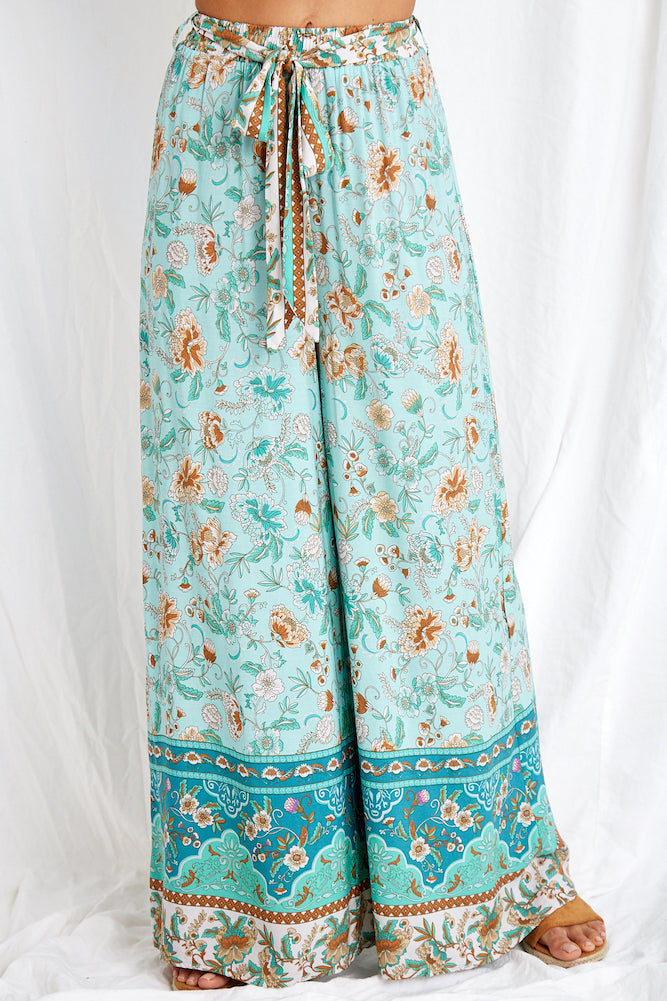 Lanterns Of Love Pants Aqua-Seaa Fashion