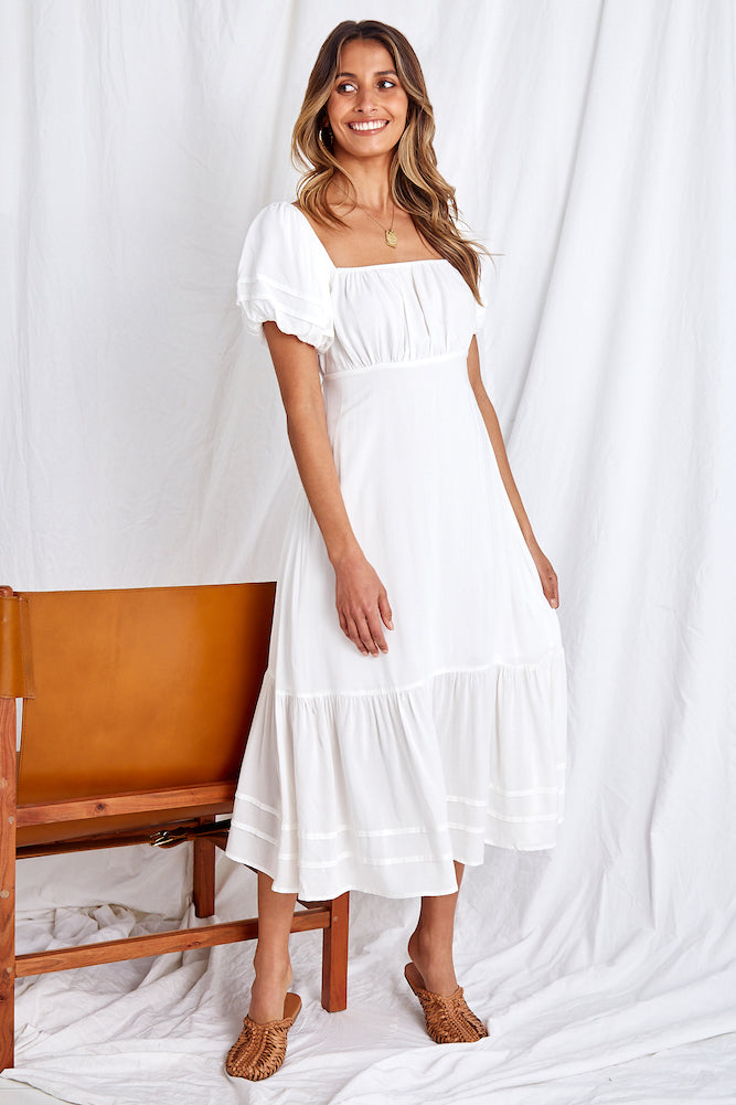 Daughter Of The Sky Midi Dress White-Seaa Fashion