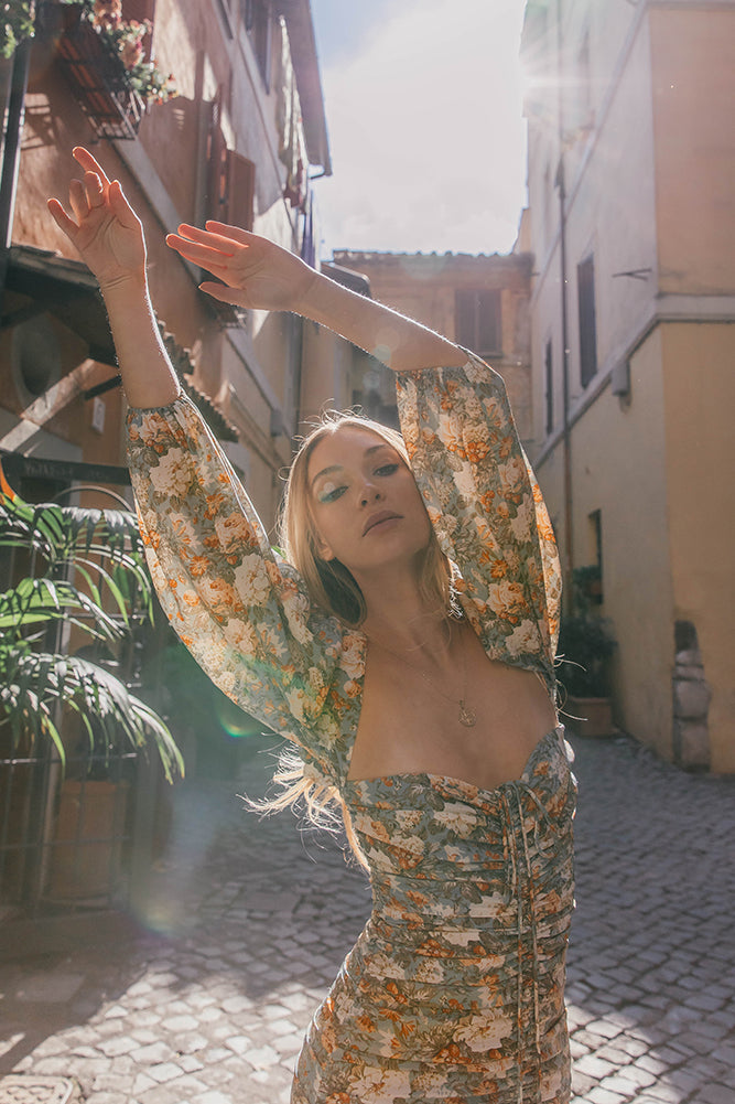 HELLO MOLLY Basque Country Dress Sage-Seaa Fashion