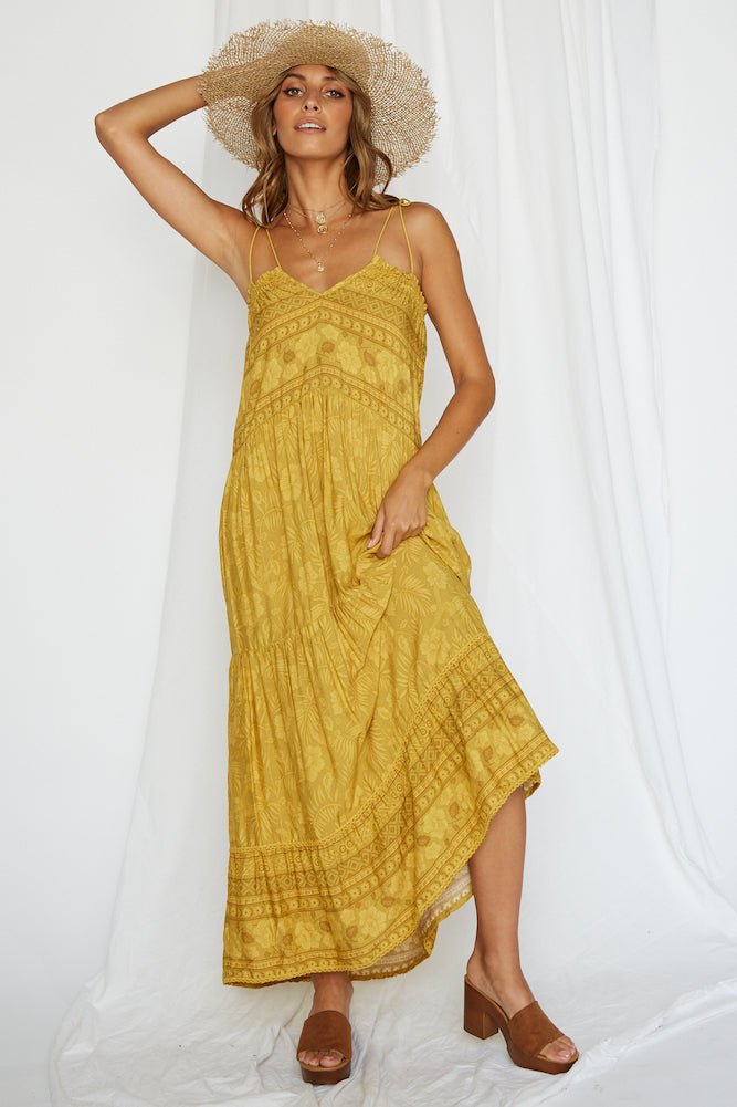 Abyss Maxi Dress Mustard-Seaa Fashion