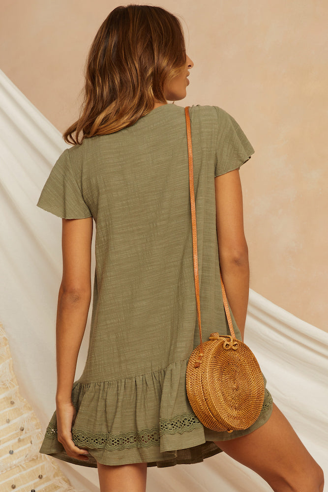 Clover Leaf Dress Olive-Seaa Fashion