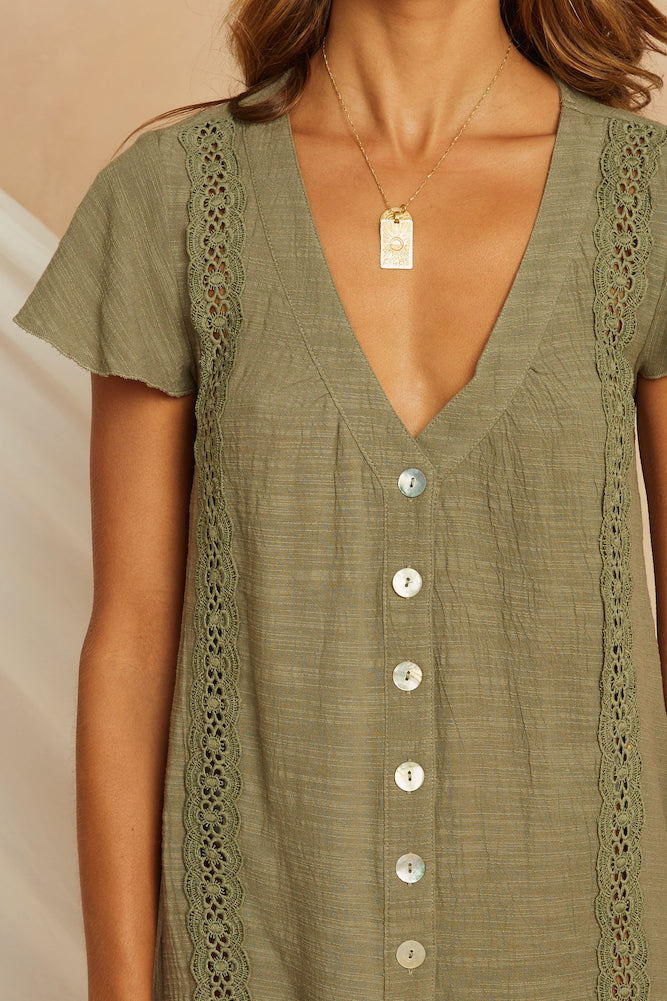 Clover Leaf Dress Olive-Seaa Fashion