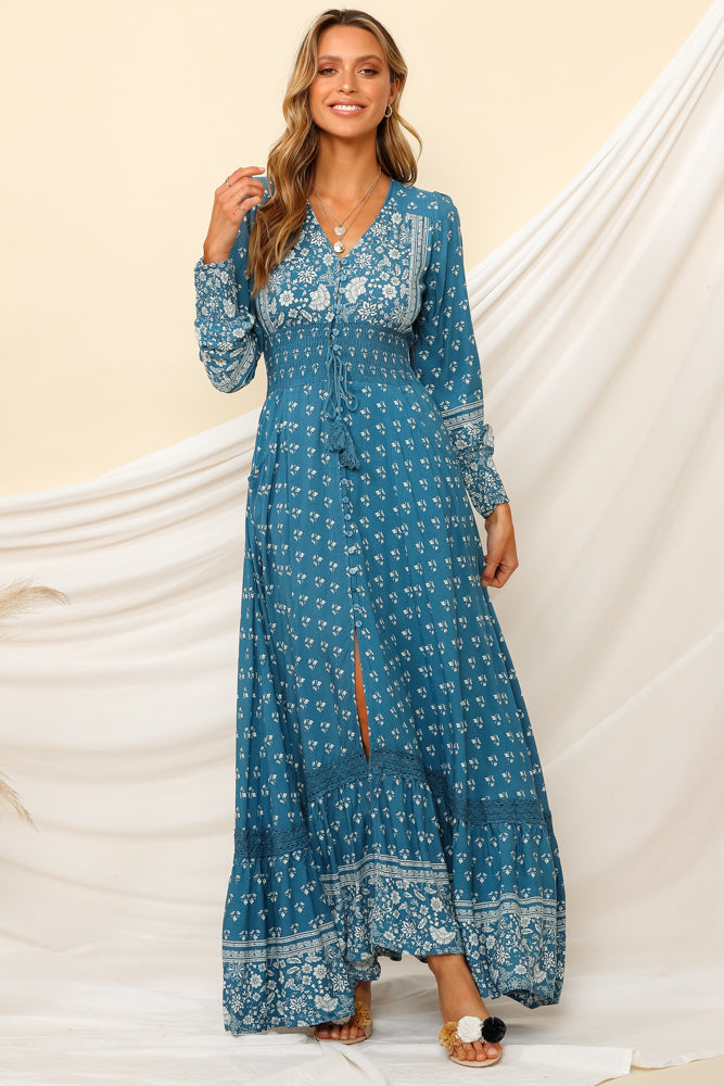 Spirit Of A Dreamer Maxi Dress Blue-Seaa Fashion