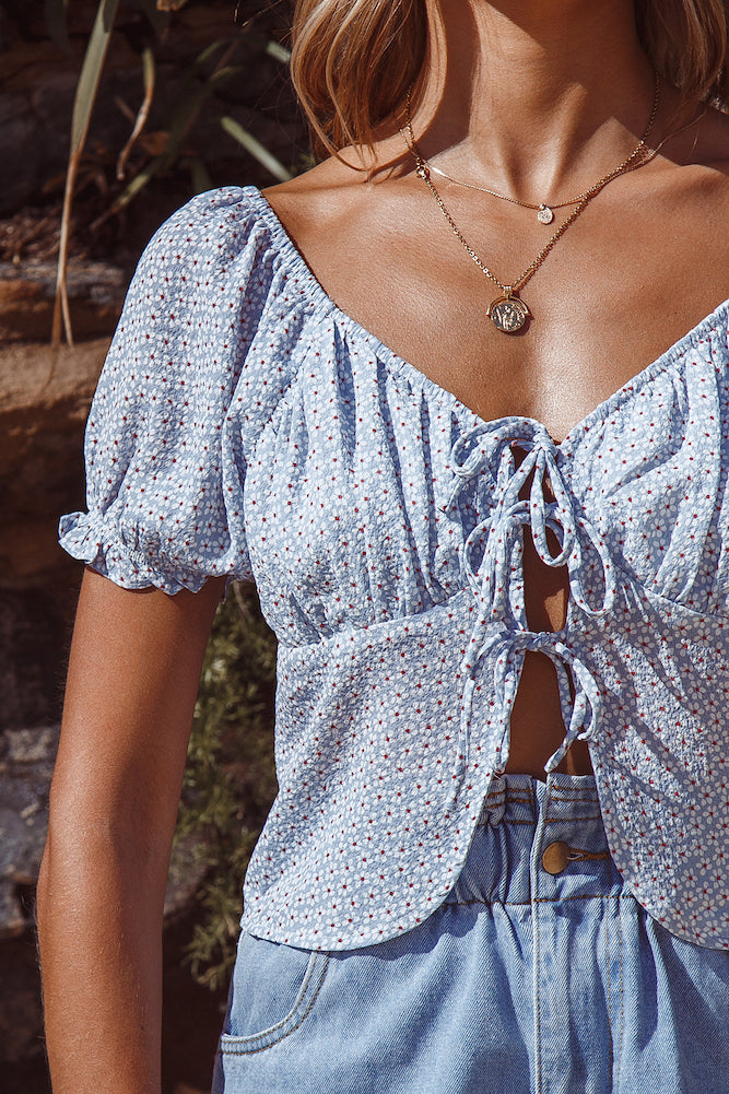 World Of Love Crop Top Blue-Seaa Fashion