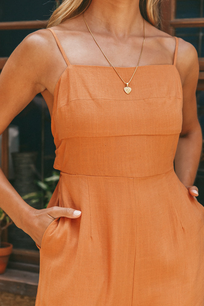 Fire And Love Jumpsuit Tan-Seaa Fashion