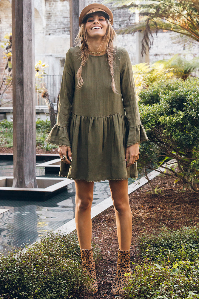 Against All Odds Dress Khaki-Seaa Fashion