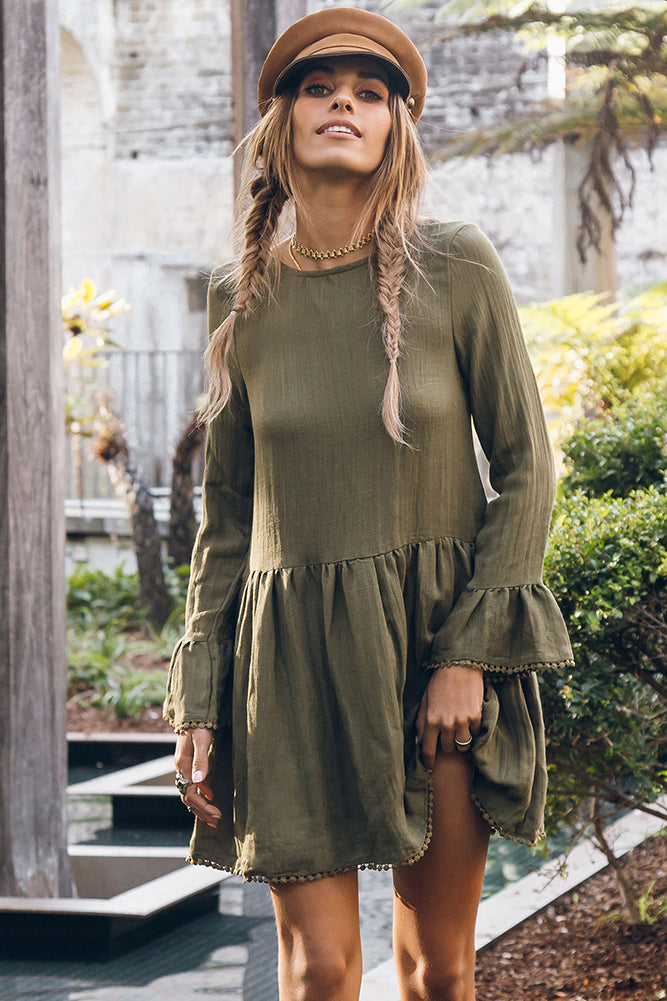 Against All Odds Dress Khaki-Seaa Fashion