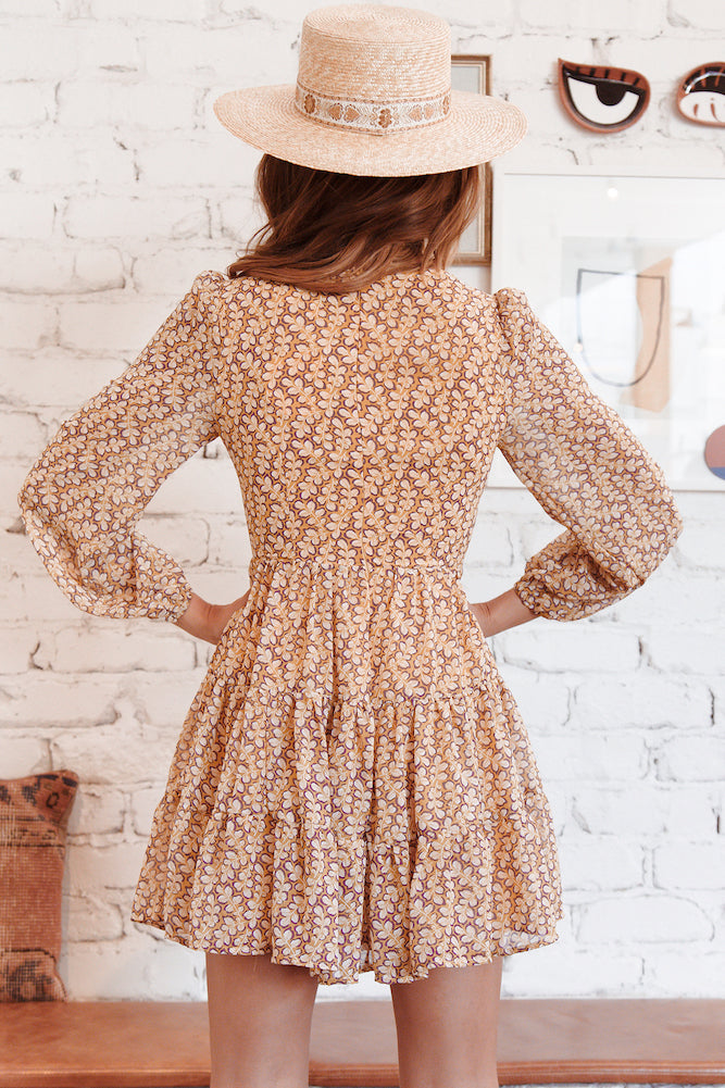 Hibiscus Dress Mustard-Seaa Fashion