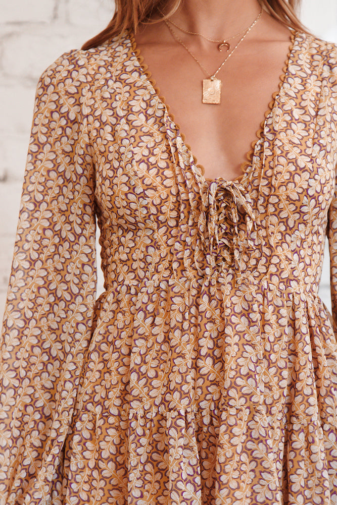 Hibiscus Dress Mustard-Seaa Fashion