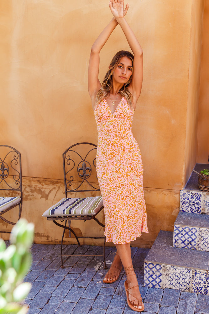 Cece Midi Dress Pink-Seaa Fashion