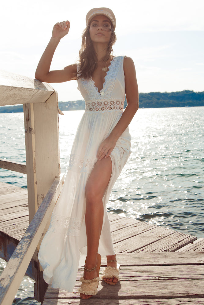 Playing Games Maxi Dress White-Seaa Fashion