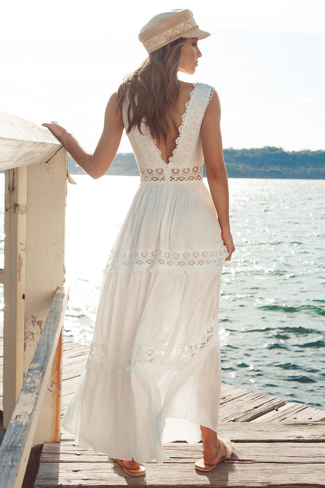 Playing Games Maxi Dress White-Seaa Fashion