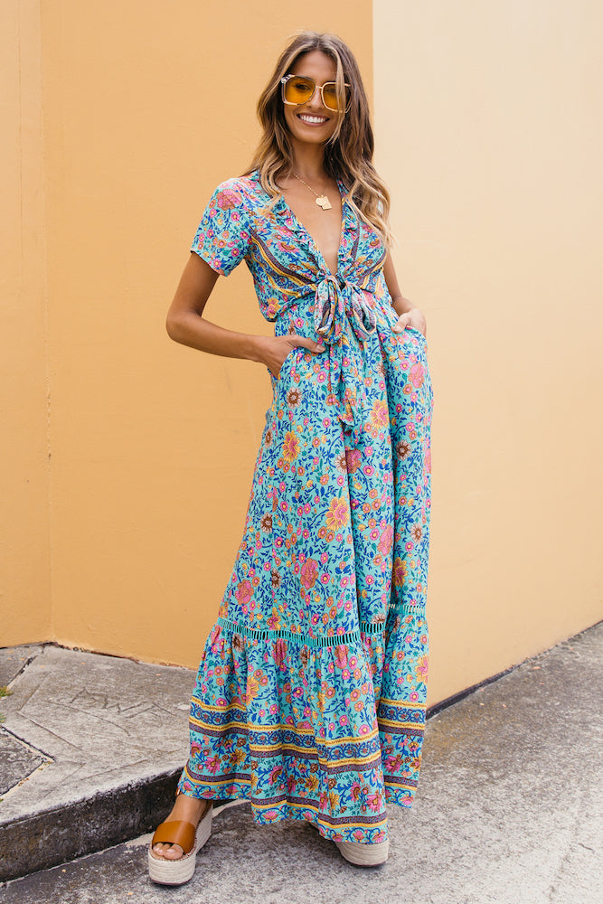 Windmill Way Maxi Dress Aqua-Seaa Fashion
