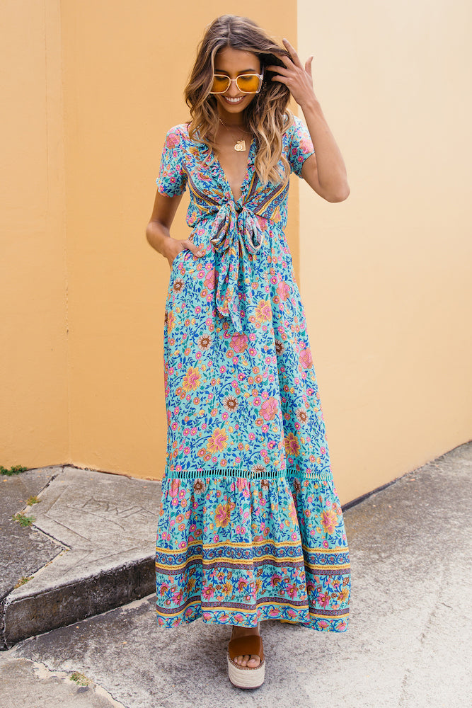 Windmill Way Maxi Dress Aqua-Seaa Fashion