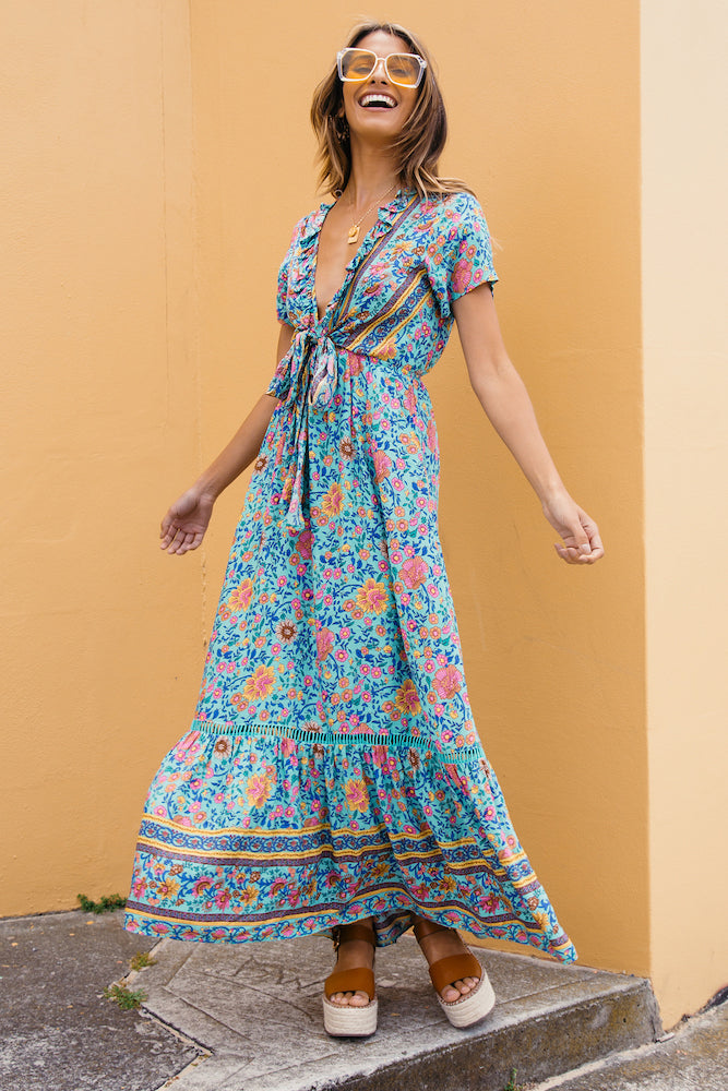 Windmill Way Maxi Dress Aqua-Seaa Fashion