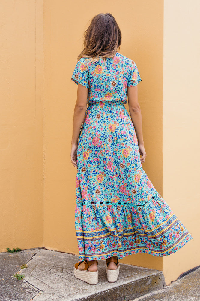 Windmill Way Maxi Dress Aqua-Seaa Fashion
