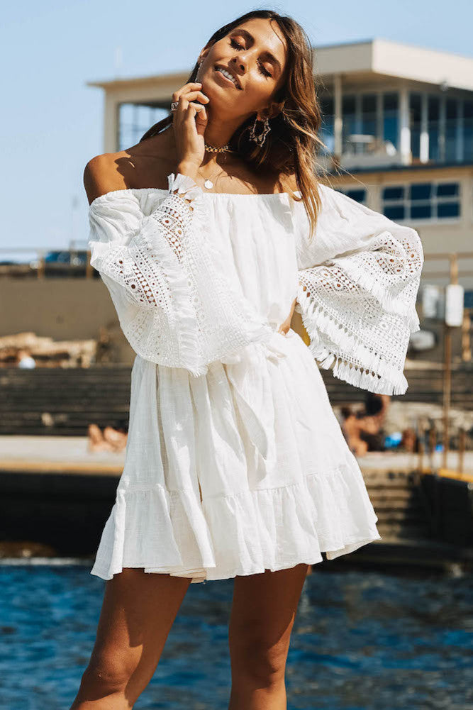 Where The Skies Are Blue Dress White-Seaa Fashion