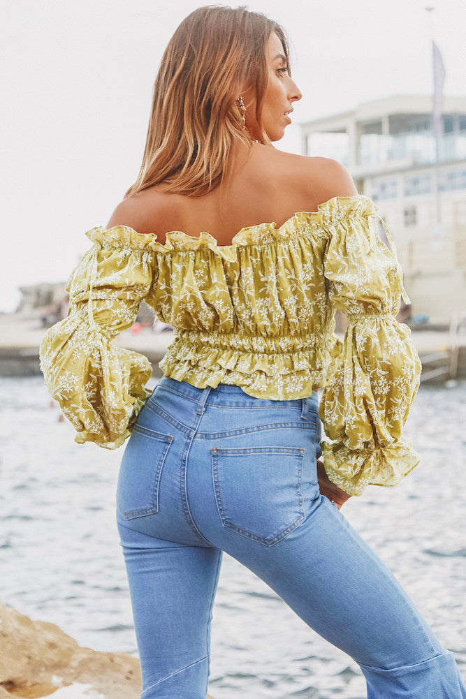 Houses At Auvers Crop Top Lime-Seaa Fashion