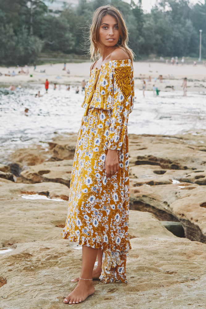 What The Water Gave Me Maxi Dress Mustard-Seaa Fashion