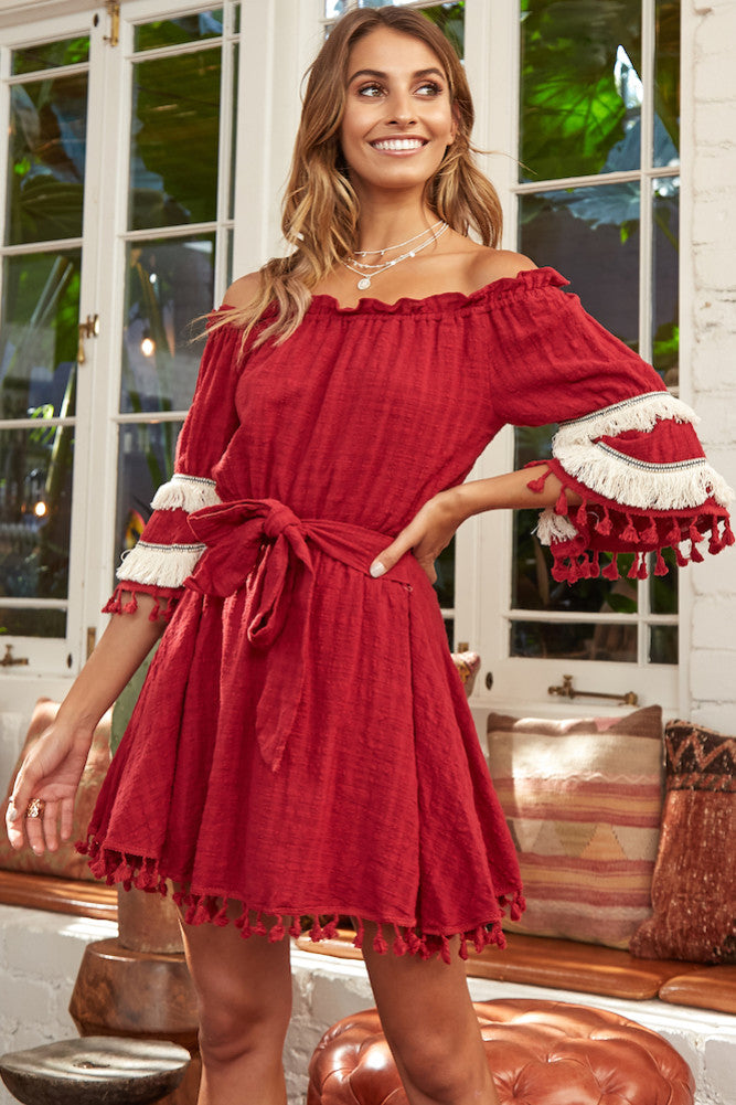 Awake My Soul Dress Burgundy-Seaa Fashion