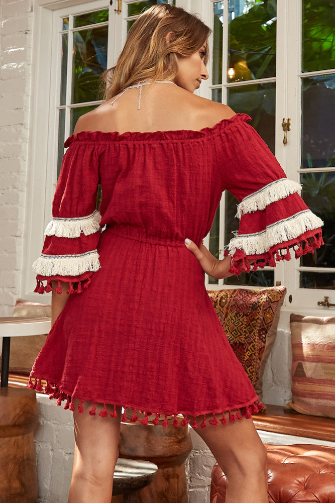 Awake My Soul Dress Burgundy-Seaa Fashion