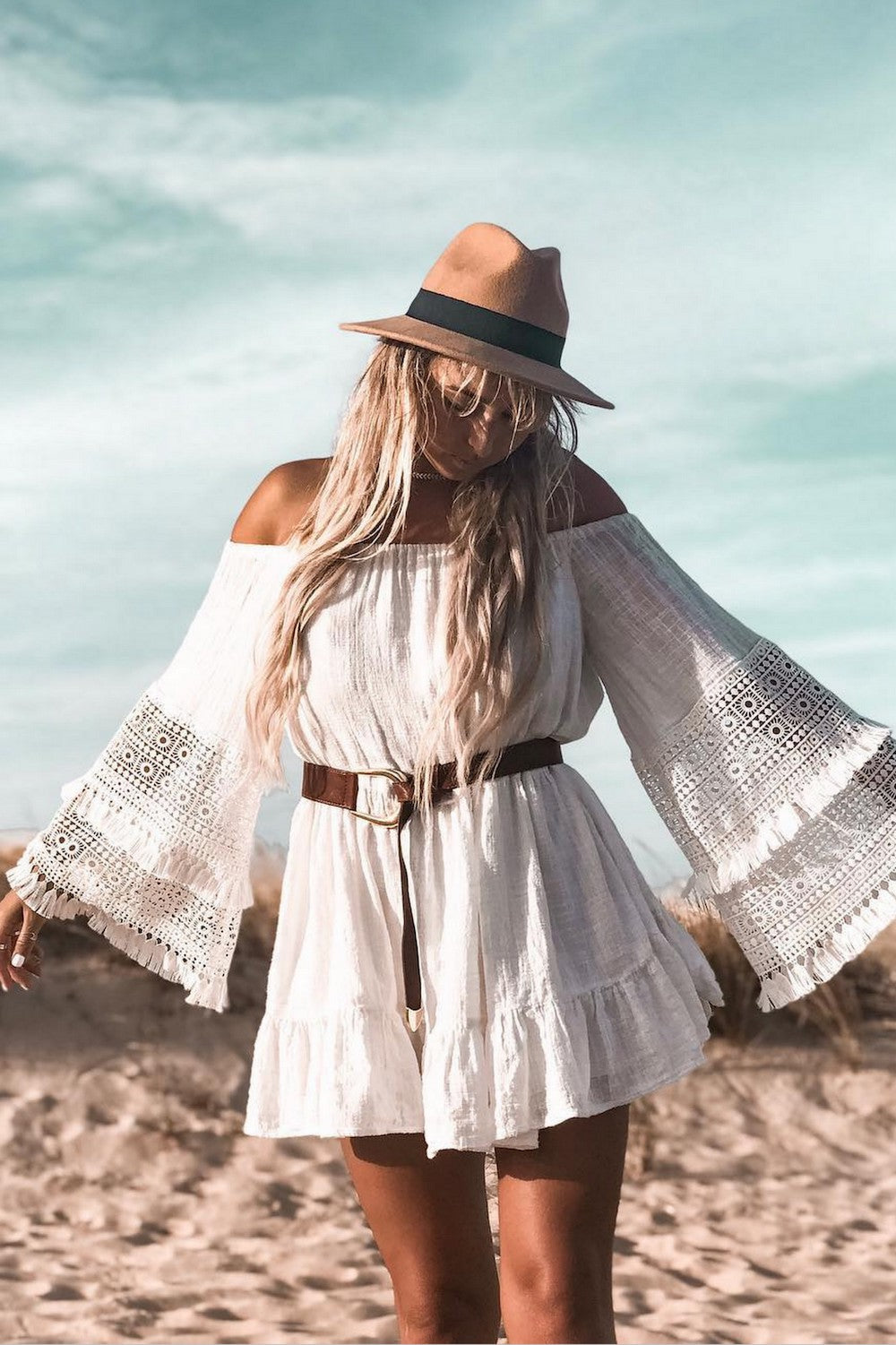 Where The Skies Are Blue Dress White-Seaa Fashion