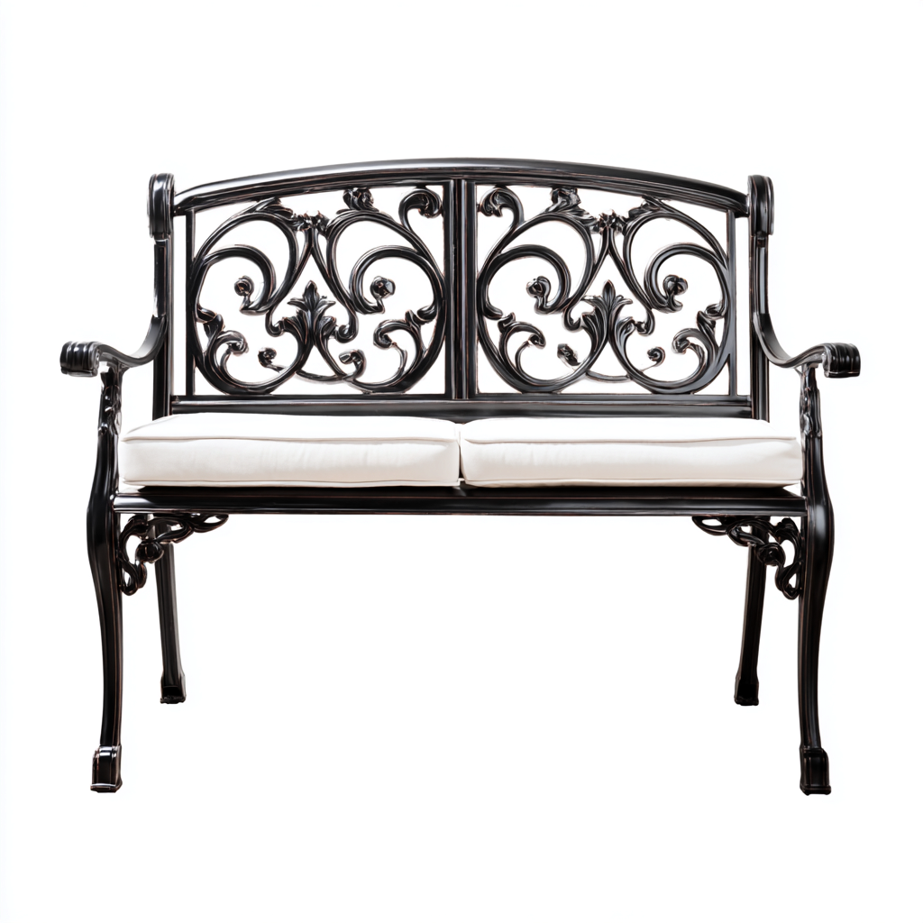 Gartenbank - Gusseisen-Stahl - 119x59x87 cm - Schwarz - Barock-Design-Shelterovae