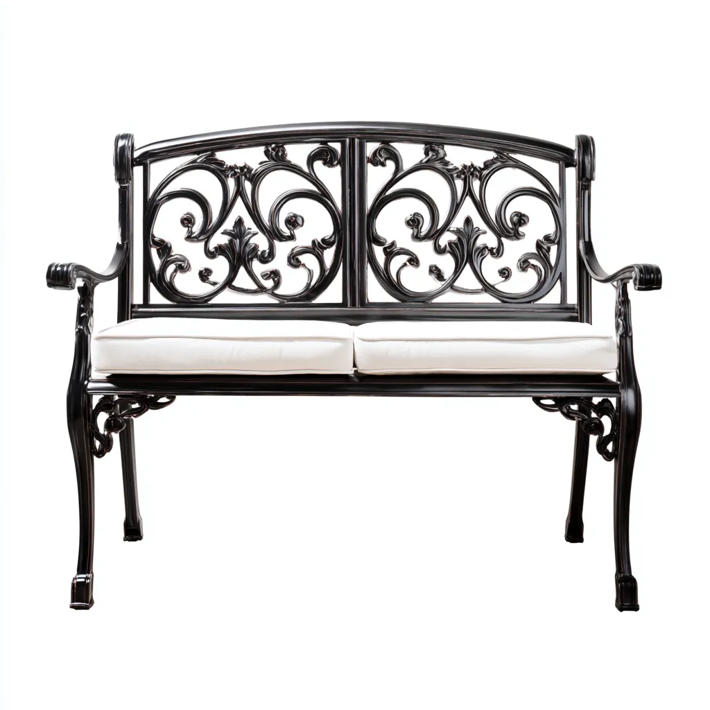 Gartenbank - Gusseisen-Stahl - 119x59x87 cm - Schwarz - Barock-Design-Shelterovae