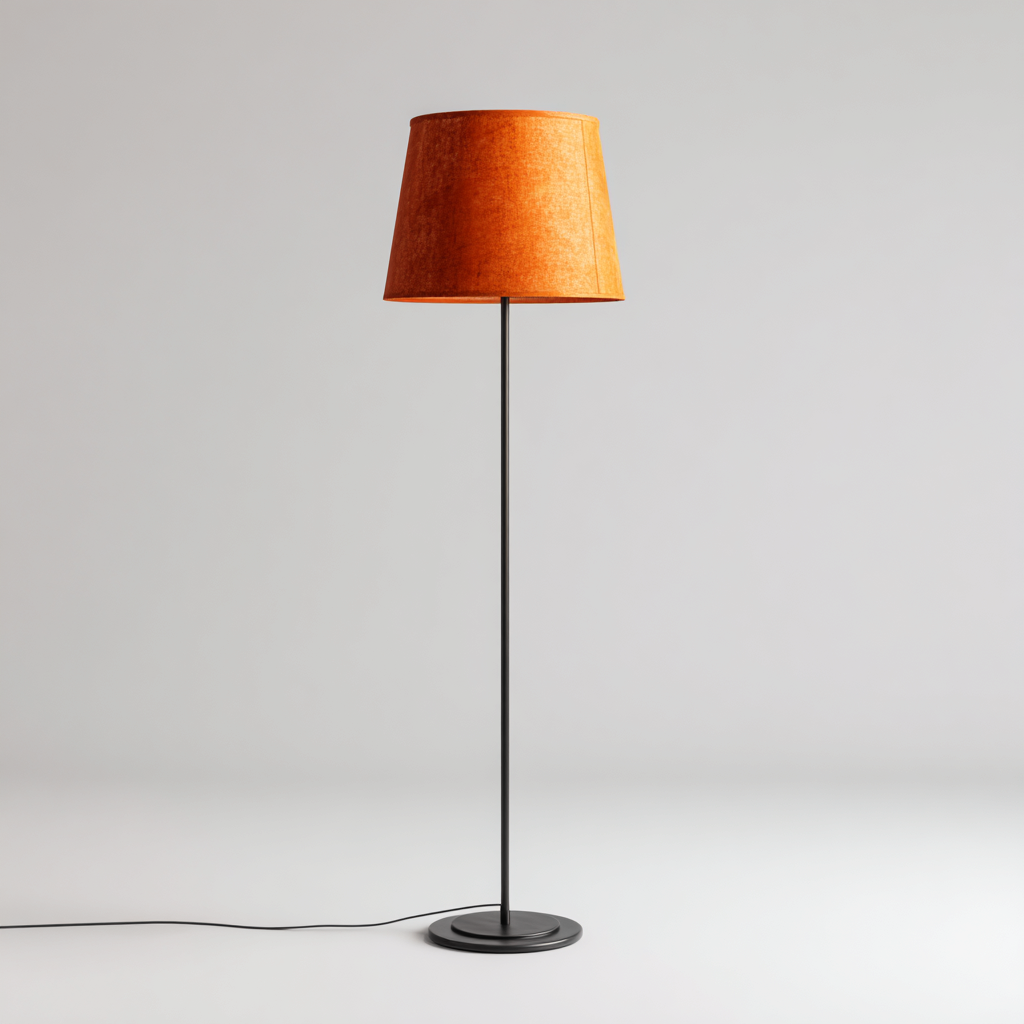 Stehlampe-Metall-Stoff-38x38x155 cm-Schwarz-Orange-Modernes Design-Shelterovae
