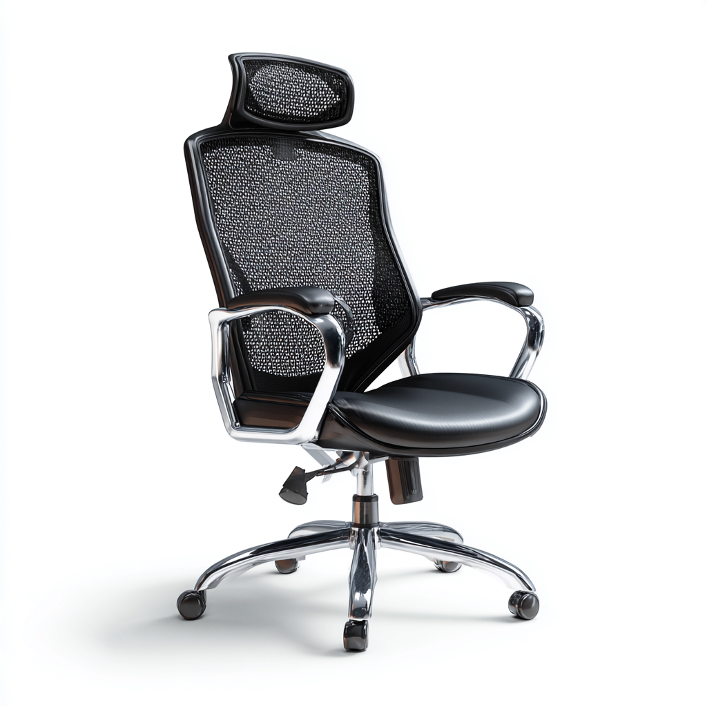 Bürostuhl - Netzstoff-Kunstleder-Metall - 72x70x120 cm - Schwarz - Ergonomisches Design mit Kopfstütze-Shelterovae