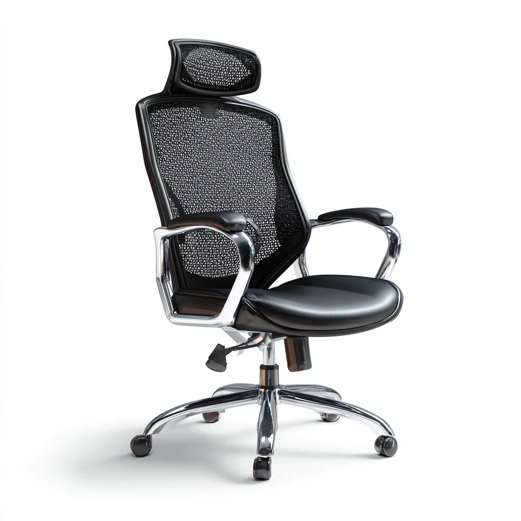 Bürostuhl - Netzstoff-Kunstleder-Metall - 72x70x120 cm - Schwarz - Ergonomisches Design mit Kopfstütze-Shelterovae