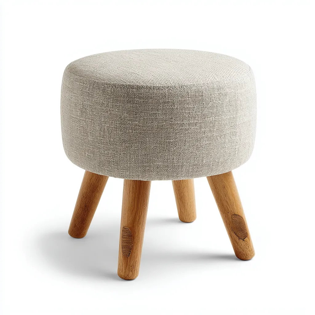 Fußhocker - Stoff-Holz - 35x35x40 cm - Beige - Skandinavisches Design-Shelterovae